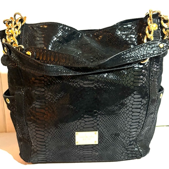 Michael kors Black snake skin pattern shoulder bag - Picture 2 of 10